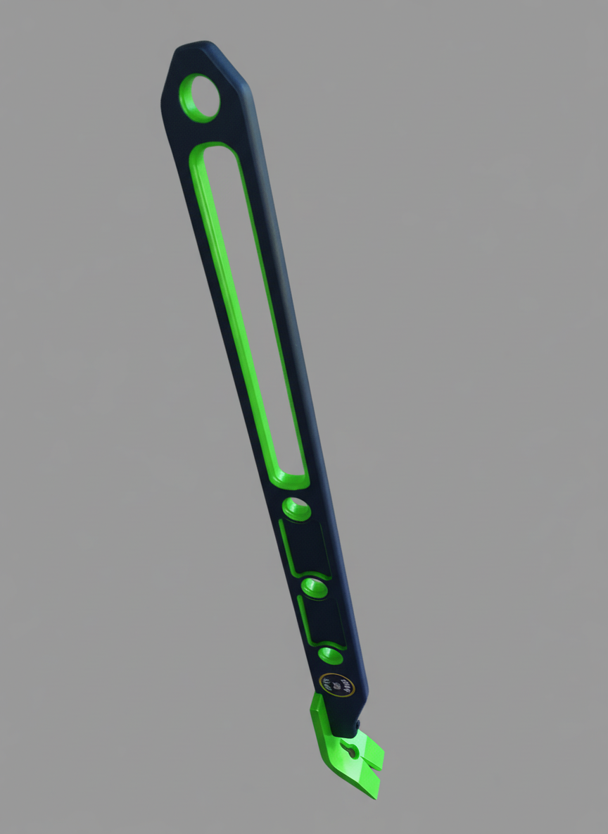 Tool with green accents