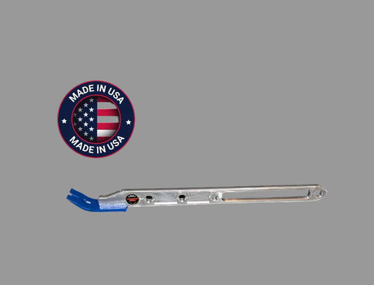 Metal tool with 'Made in USA' badge on a gray background